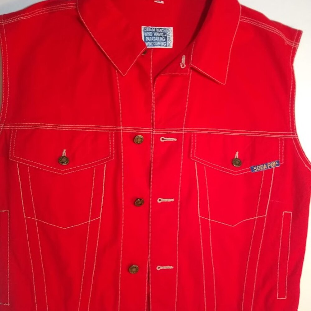 Soda Pop Superior Equipment  NWOT   thick denim vest/sleeveless shirt - size S -